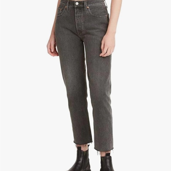 Levi’s 501 Original Cropped. ‘Get off my could black’ - Picture 3 of 4